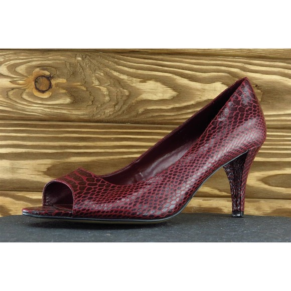 Enzo Angiolini Size 8 M Burgundy Open Toe Pump‎ Synthetic Women - Picture 1 of 7